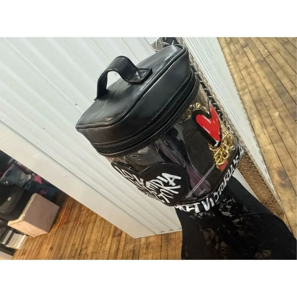 Victoria’s Secret graffiti heart wings VS make up bag/train case